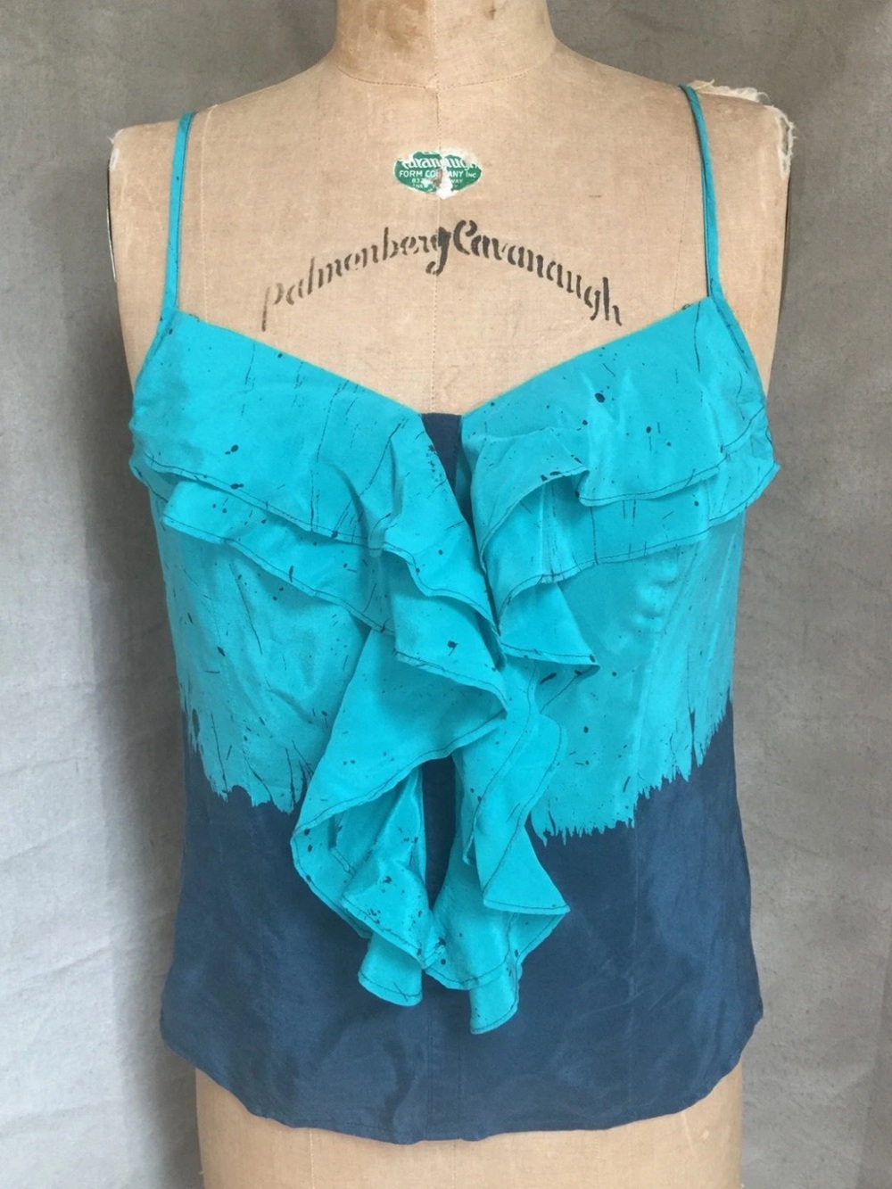 silence + noise Silk Teal and Navy Colorblock Slip Tank